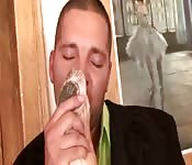 Ballerina uses her sexy feet during a hot hookup