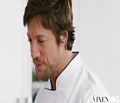 Elsa Jean tastes the chef's cock