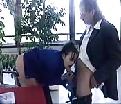 The female boss checks the candidates' skills